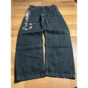 Vintage Y2K Southpole Red Tab Black Baggy Wideleg Jeans